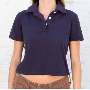Brandy Melville Dark Blue Polo Crop Top